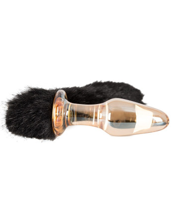 PLUG ANAL EN VIDRIO CON COLA NEGRA