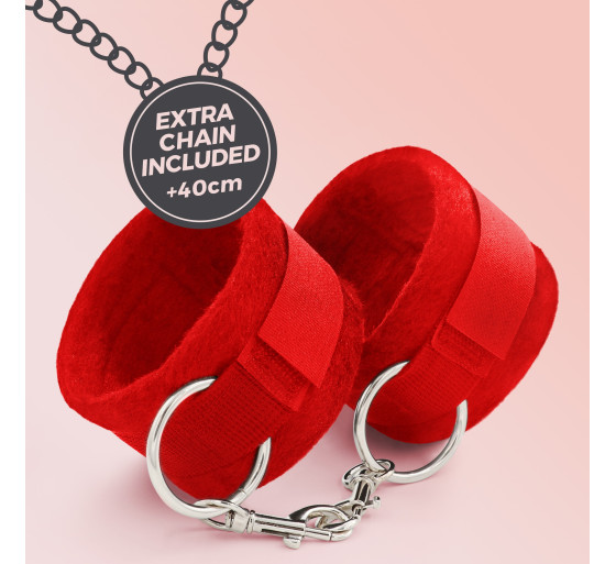 ESPOSAS DE VELCRO TOUGH LOVE CON CADENA DE 40CM EXTRA CRUSHIOUS ROJAS