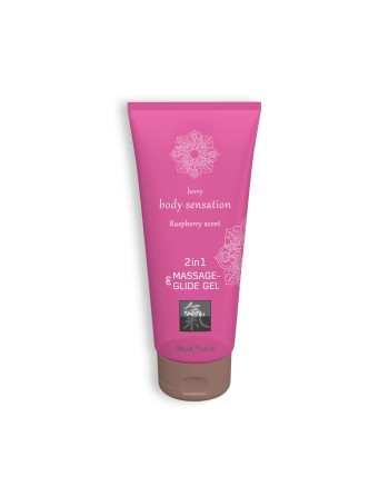 GEL DE MASAGE Y LUBRIFICANTE 2EN1 CON SABOR A FRAMBUESA SHIATSU™ 200ML