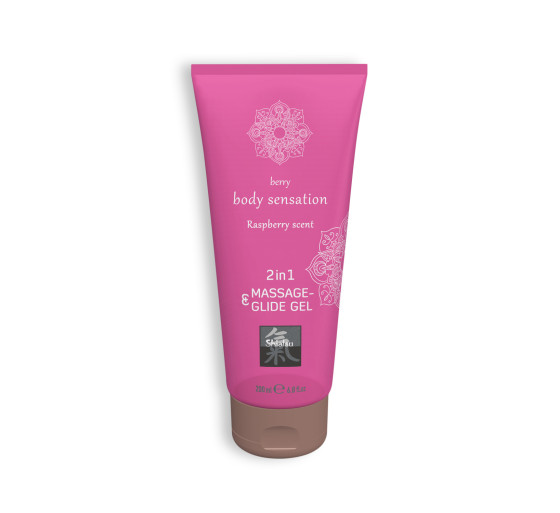 GEL DE MASAGE Y LUBRIFICANTE 2EN1 CON SABOR A FRAMBUESA SHIATSU™ 200ML