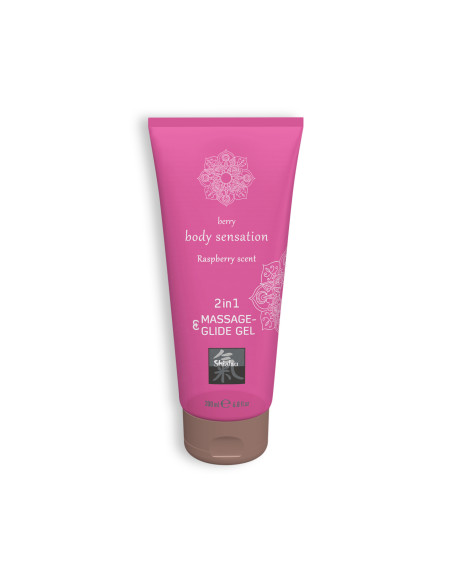 GEL DE MASSAGEM E LUBRIFICANTE 2EM1 COM SABOR A FRAMBOESA SHIATSU™ 200ML