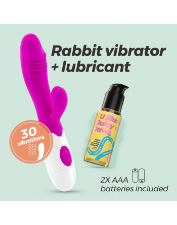 VIBRADOR COM ESTIMULADOR DE CLITÓRIS LOLLIPOP E LUBRIFICANTE À BASE DE ÁGUA INCLUÍDO CRUSHIOUS