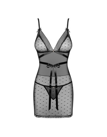 CAMISA DE NOITE E TANGA BOWESSA OBSESSIVE PRETA