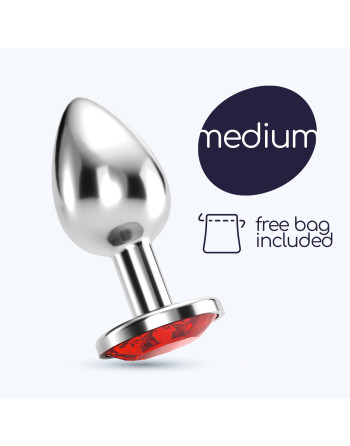 PLUG ANAL JOIA BIJOU VERMELHO MÉDIO CRUSHIOUS COM BOLSA AVELUDADA GRÁTIS