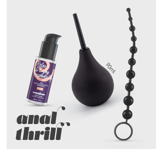 ANAL THRILL DUCHA ANAL 90ML CON LUBRICANTE ANAL 50ML Y CADENA ANAL DE 10 PERLAS CRUSHIOUS