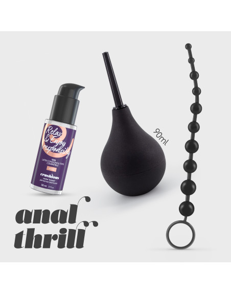 ANAL THRILL DUCHE ANAL 90ML COM LUBRIFICANTE ANAL 50ML E TIRA DE 10 PÉROLAS ANAIS CRUSHIOUS