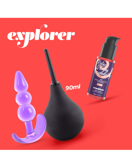 EXPLORER DUCHA ANAL 90ML CON LUBRICANTE ANAL 50ML Y PLUG ANAL THE PLUNGER CRUSHIOUS