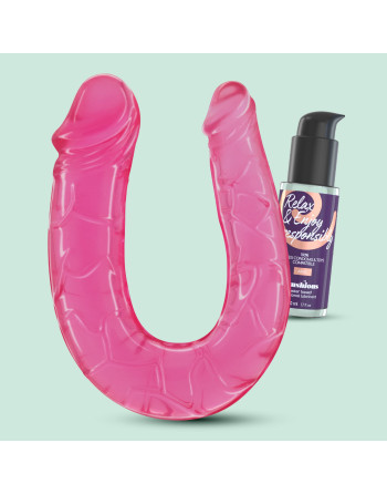 DEEP DIVER DILDO DOBLE CON LUBRICANTE ANAL 50ML CRUSHIOUS ROSA