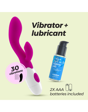 VIBRADOR CON ESTIMULADOR DE CLÍTORIS CHERIE Y LUBRICANTE DE BASE AGUA INCLUIDO CRUSHIOUS