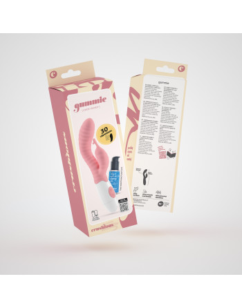 VIBRADOR CON ESTIMULADOR DE CLÍTORIS GUMMIE ROSA Y LUBRICANTE DE BASE AGUA INCLUIDO CRUSHIOUS