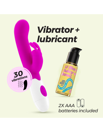 VIBRADOR COM ESTIMULADOR DE CLITÓRIS JIGGLIE E LUBRIFICANTE À BASE DE ÁGUA INCLUÍDO CRUSHIOUS