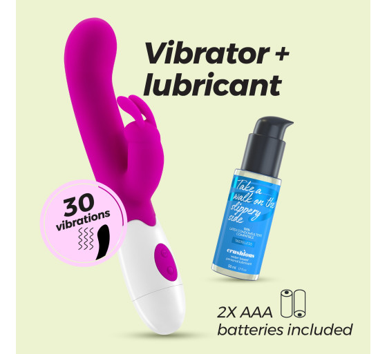 VIBRADOR CON ESTIMULADOR DE CLÍTORIS JIGGLIE Y LUBRICANTE DE BASE AGUA INCLUIDO CRUSHIOUS