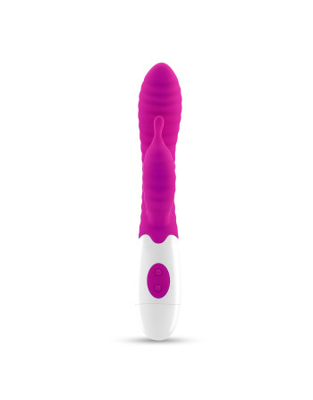 VIBRADOR CON ESTIMULADOR DE CLÍTORIS GUMMIE MORADO Y LUBRICANTE DE BASE AGUA INCLUIDO CRUSHIOUS