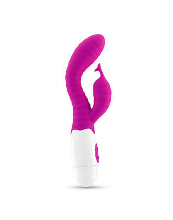 VIBRADOR CON ESTIMULADOR DE CLÍTORIS GUMMIE MORADO Y LUBRICANTE DE BASE AGUA INCLUIDO CRUSHIOUS