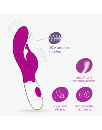 VIBRADOR CON ESTIMULADOR DE CLÍTORIS GUMMIE MORADO Y LUBRICANTE DE BASE AGUA INCLUIDO CRUSHIOUS