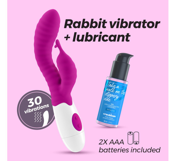 VIBRADOR CON ESTIMULADOR DE CLÍTORIS GUMMIE MORADO Y LUBRICANTE DE BASE AGUA INCLUIDO CRUSHIOUS