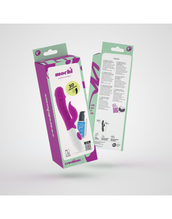 VIBRADOR CON ESTIMULADOR DE CLÍTORIS MOCHI MORADO Y LUBRICANTE DE BASE AGUA INCLUIDO CRUSHIOUS