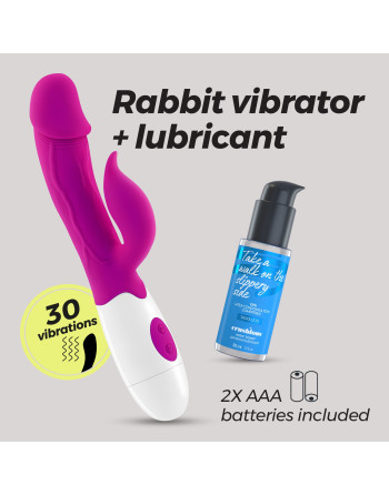 VIBRADOR CON ESTIMULADOR DE CLÍTORIS MOCHI MORADO Y LUBRICANTE DE BASE AGUA INCLUIDO CRUSHIOUS