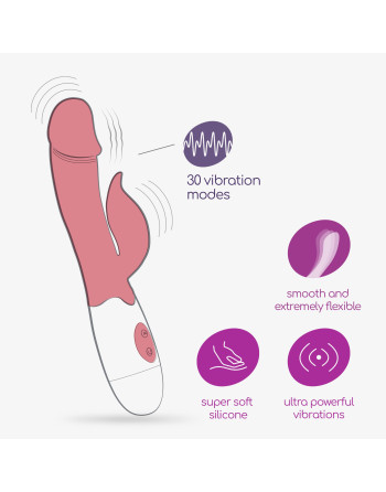 VIBRADOR CON ESTIMULADOR DE CLÍTORIS MOCHI ROSA Y LUBRICANTE DE BASE AGUA INCLUIDO CRUSHIOUS