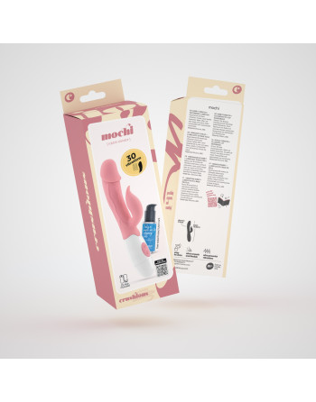 VIBRADOR CON ESTIMULADOR DE CLÍTORIS MOCHI ROSA Y LUBRICANTE DE BASE AGUA INCLUIDO CRUSHIOUS