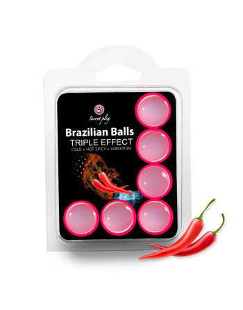 BOLAS LUBRIFICANTES BRAZILIAN BALLS EFEITO TRIPLO 6 X 4GR