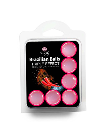 BOLAS LUBRIFICANTES BRAZILIAN BALLS EFEITO TRIPLO 6 X 4GR