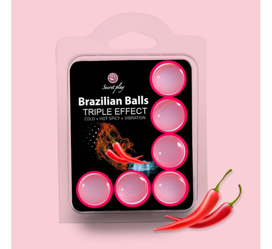 BOLAS LUBRIFICANTES BRAZILIAN BALLS EFEITO TRIPLO 6 X 4GR