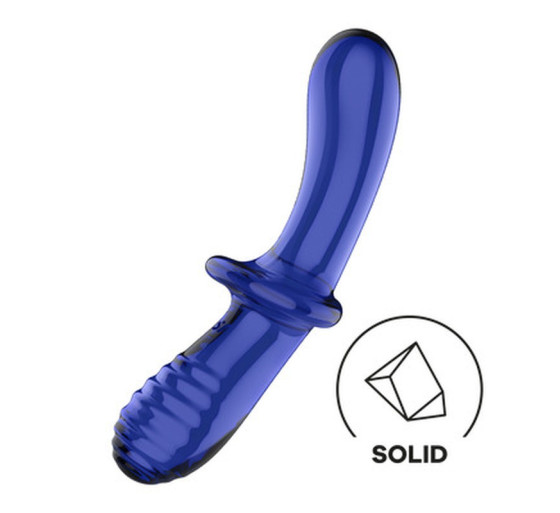 DILDO DE VIDRO DOUBLE CRYSTAL AZUL SATISFYER