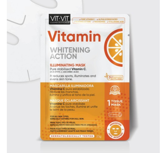 MASCARILLA DE TEJIDO FACIAL VITAMIN C VIT VIT COSMETICS 20GR