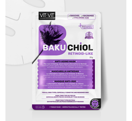 MASCARILLA DE TEJIDO FACIAL ANTI-EDAD BAKUCHIOL VIT VIT COSMETICS 20GR