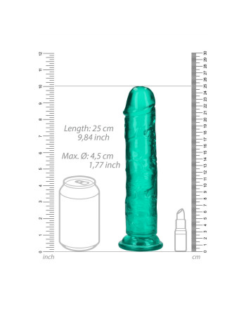 DILDO STRAIGHT REALISTIC CRYSTAL CLEAR 9 /23 CM VERDE REALROCK