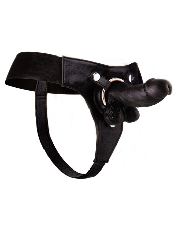 STRAP-ON REALISTA DE COURO OUCH! 6 POLEGADAS PRETO