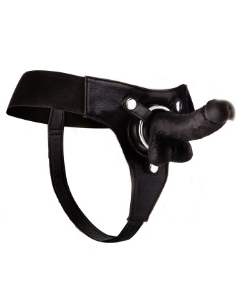 STRAP-ON REALISTA DE COURO OUCH! 7 POLEGADAS PRETO