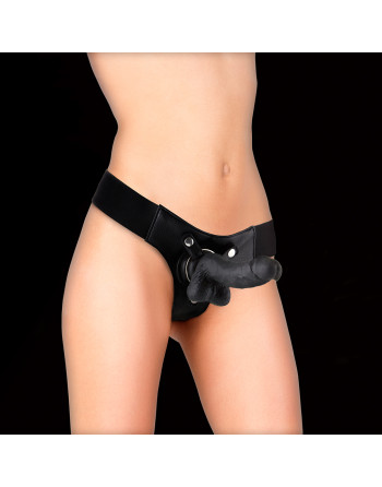 STRAP-ON REALISTA DE COURO OUCH! 7 POLEGADAS PRETO