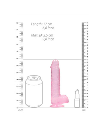 DILDO REALISTA CON TESTICULOS CRYSTAL CLEAR 6 /15 CM ROSA REALROCK