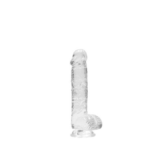 DILDO REALISTA CON TESTICULOS CRYSTAL CLEAR 6 /15 CM TRANSPARENTE REALROCK