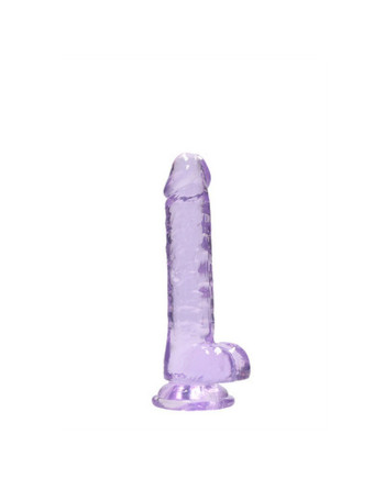 DILDO REALISTA COM TESTÍCULOS CRYSTAL CLEAR 7 /18 CM ROXO REALROCK