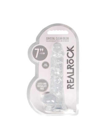 DILDO REALISTA COM TESTÍCULOS CRYSTAL CLEAR 7 /18 CM TRANSPARENTE REALROCK
