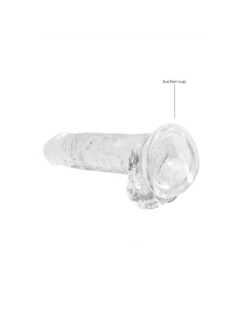 DILDO REALISTA COM TESTÍCULOS CRYSTAL CLEAR 7 /18 CM TRANSPARENTE REALROCK
