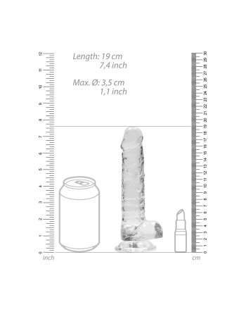DILDO REALISTA COM TESTÍCULOS CRYSTAL CLEAR 7 /18 CM TRANSPARENTE REALROCK