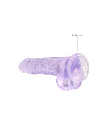 DILDO REALISTA CON TESTICULOS CRYSTAL CLEAR 8 /21CM MORADO REALROCK