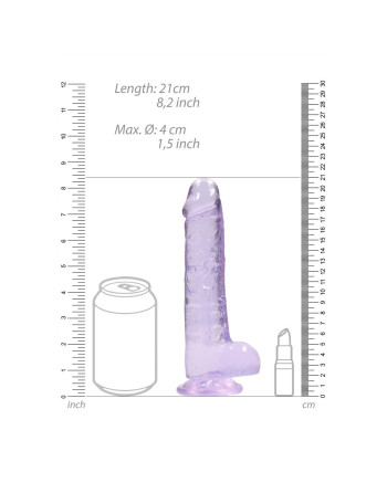 DILDO REALISTA CON TESTICULOS CRYSTAL CLEAR 8 /21CM MORADO REALROCK