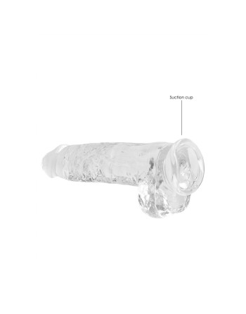 DILDO REALISTA CON TESTICULOS CRYSTAL CLEAR 9 /23CM TRANPARENTE REALROCK