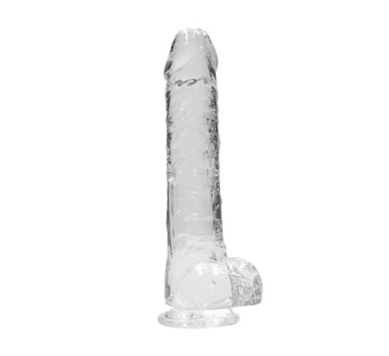 DILDO REALISTA CON TESTICULOS CRYSTAL CLEAR 9 /23CM TRANPARENTE REALROCK