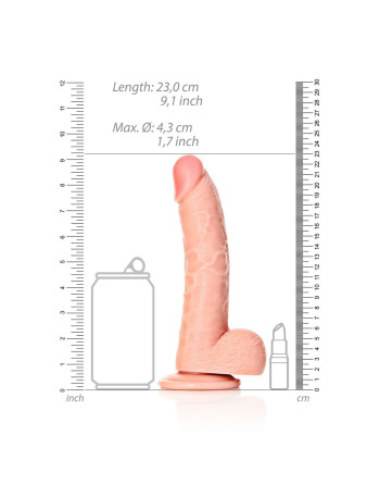 DILDO REALISTA COM TESTÍCULOS CURVED 8 /20,5 CM FLESH REALROCK