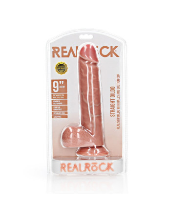 DILDO REALISTA CON TESTICULOS STRAIGHT 9 /23 CM FLESH REALROCK