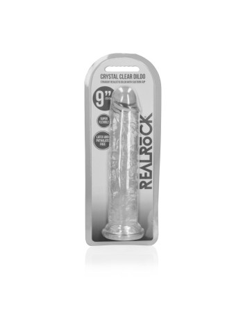 DILDO STRAIGHT REALISTIC CRYSTAL CLEAR 9 /23 CM TRANSPARENTE REALROCK