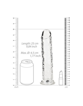 DILDO STRAIGHT REALISTIC CRYSTAL CLEAR 9 /23 CM TRANSPARENTE REALROCK