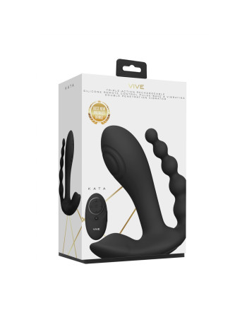 ESTIMULADOR CON DOBLE PENETRACIÓN KATA PULSE WAVE NEGRO VIVE 