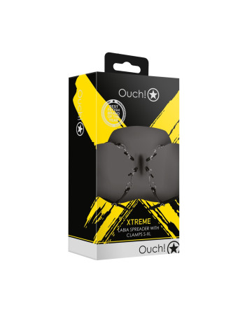 SEPARADOR  XTREME LABIA SPREADER WITH CLAMPS NEGRO OUCH!